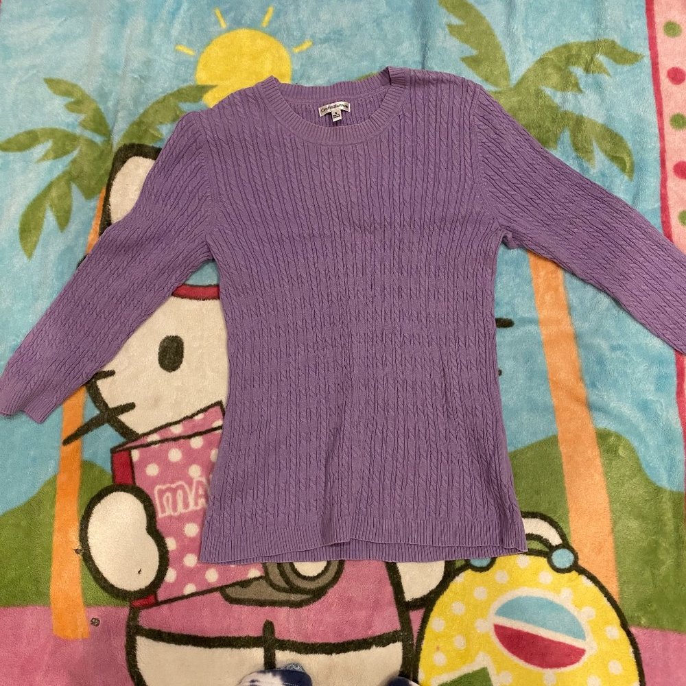 crofts&borrow purple three quarters sleeve sweater